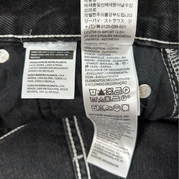 Levis Ribcage Ankle Straight Faded Black Jeans Contrast Stitch Size W26/L27 - Picture 5 of 11